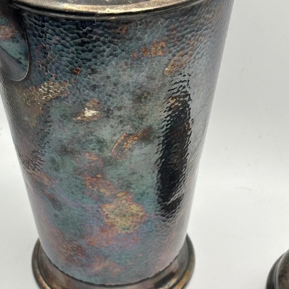 Vintage Reed & Barton #20 Silver Plate Water Pitcher Strainer Lid Hammered‎ 12